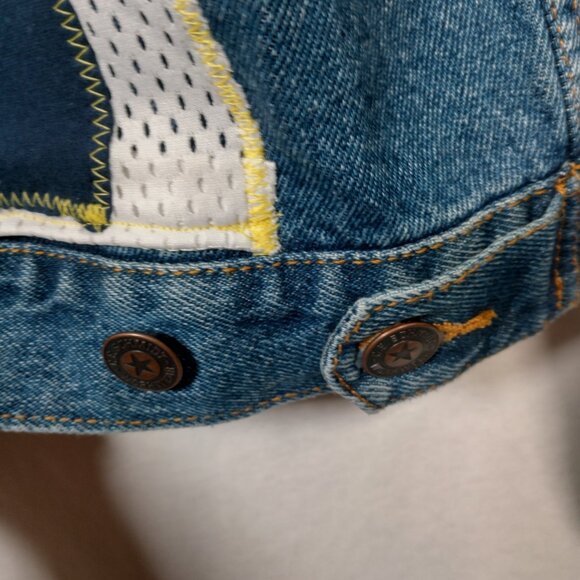 WVU Mountaineers Football Jean Jacket Men XL West Virginia University Upcycled - Picture 11 of 16